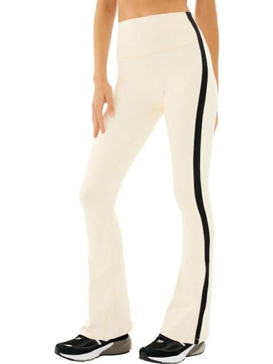 Splits59 Pants - Splits59 White High-Rise Flare Pants with Black Side Stripe